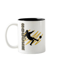Gold and Black Female Soccer Player Mug