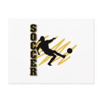 Gold and Black Female Soccer Player Post Cards
