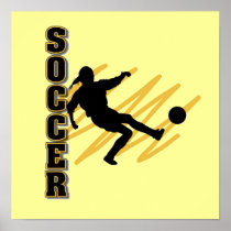 Gold and Black Female Soccer Player Poster