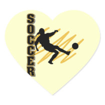 Gold and Black Female Soccer Player Heart Stickers