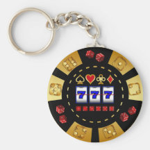 GOLD AND BLACK GAMING POKER CHIP KEY CHAIN