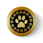 GOLD AND BLACK PAW PRINTS buttons