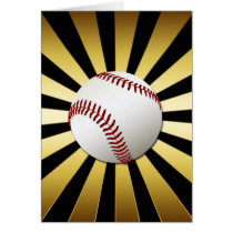 GOLD AND BLACK RETRO BASEBALL GREETING CARD