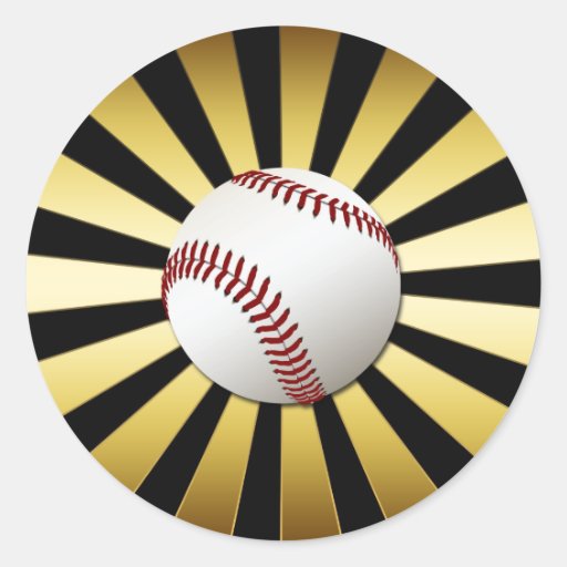 GOLD AND BLACK RETRO BASEBALL STICKERS