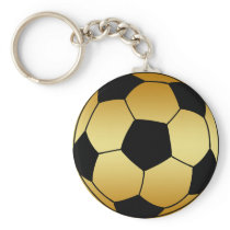 GOLD AND BLACK SOCCER BALL KEY CHAIN
