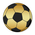 GOLD AND BLACK SOCCER BALL magnets