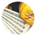 Gold And Cash Round Stickers