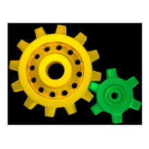 Gold and green gears post cards