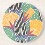 Gold and Green Straw Flowers Drink Coaster