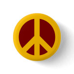 Gold and Maroon Peace Symbol Button