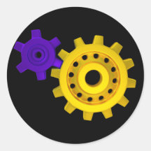 Gold and purple gears stickers