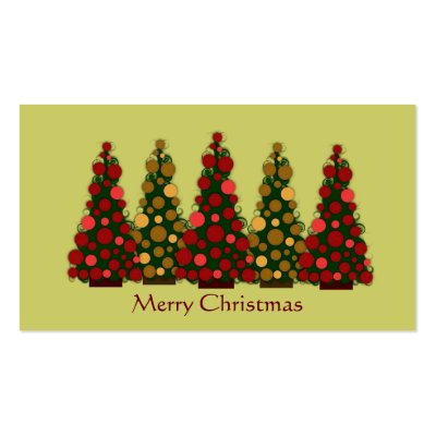 Gold and Red Christmas Tree Gift Tag Business Card by HolidayFun