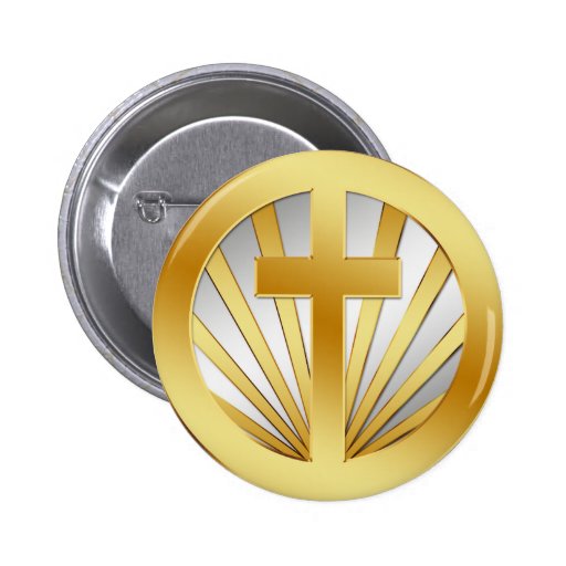 GOLD AND SILVER CROSS PINBACK BUTTONS
