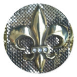 GOLD AND SILVER MESH FLEUR DE LIS PRINT stickers