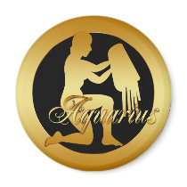 GOLD AQUARIUS ZODIAC SIGN FRIDGE MAGNET