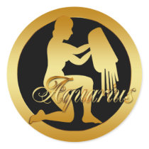GOLD AQUARIUS ZODIAC SIGN STICKER