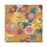 Gold Asian Floral Fridge Magnet