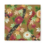 Gold Asian Floral Fridge Magnets