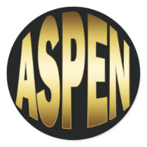 GOLD ASPEN ROUND STICKER