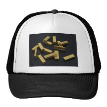 Gold bars in bulk on a black background trucker hat