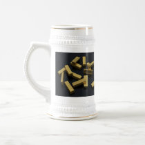 Gold bars in bulk on a black background mug