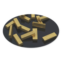 Gold bars in bulk on a black background sticker
