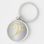 Gold Bass Clef Keychains