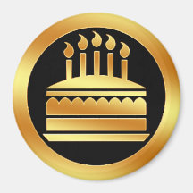 Gold Birthday Cake Fridge Magnet