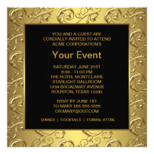 Gold Black Corporate Party Event Template Personalised Invitation