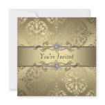 Gold Black Damask Party invitations