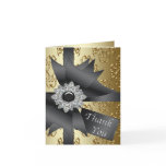 Gold Black Damask Thank You Card