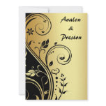 Gold & Black Floral Scroll  Wedding Invitation