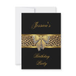 Gold Black Leopard bow Elegant Classy Birthday