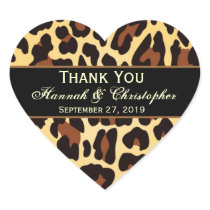 Gold Black Leopard Wedding Thank You Bride Groom Heart Sticker