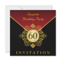 Gold Black Royal Red 60th Birthday Surprise Party