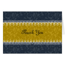 Gold & Blue Brocade Thank You Card