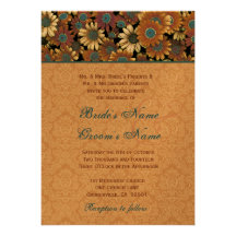 Gold Blue Peach Daisy Wedding Premium Metallic Personalized Announcement