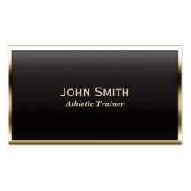 Gold Border Athletic Trainer Business Card