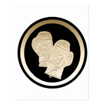 GOLD BOXING GLOVES POST CARD