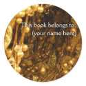 Gold branches bookplate stickers