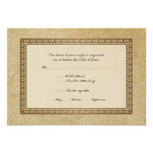 Gold Brocade Damask Floral Formal Elegant RSVP Personalized Invitations