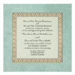 Gold Brocade Damask Floral Formal Elegant Wedding Invites