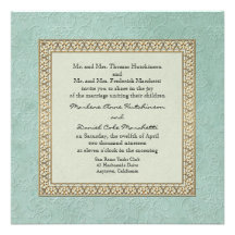 Gold Brocade Damask Floral Formal Elegant Wedding Invites