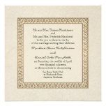 Gold Brocade Damask Floral Formal Elegant Wedding Personalised Announcements