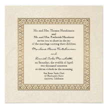 Gold Brocade Damask Floral Formal Elegant Wedding Personalised Announcements