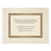 Gold Brocade Damask Floral Formal Reception Invite