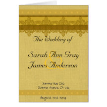 Gold Brocade Wedding program Cards