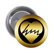GOLD BROKEN HEART PINBACK BUTTONS