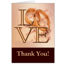 Gold/Brown LOVE, Wedding Bands Thank You Greeting Card