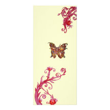 GOLD BUTTERFLY , bright red cream Personalised Announcements